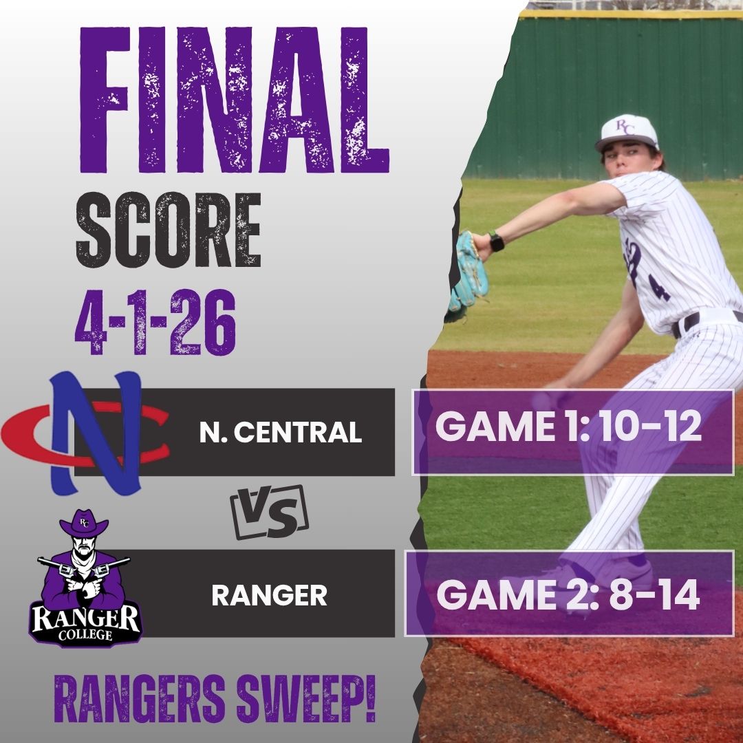 Rangers Sweep Home Doubleheader Over North Central Texas College